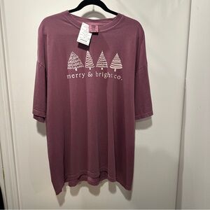 NEW Comfort Colors Maroon Merry & Bright Tee 2XL